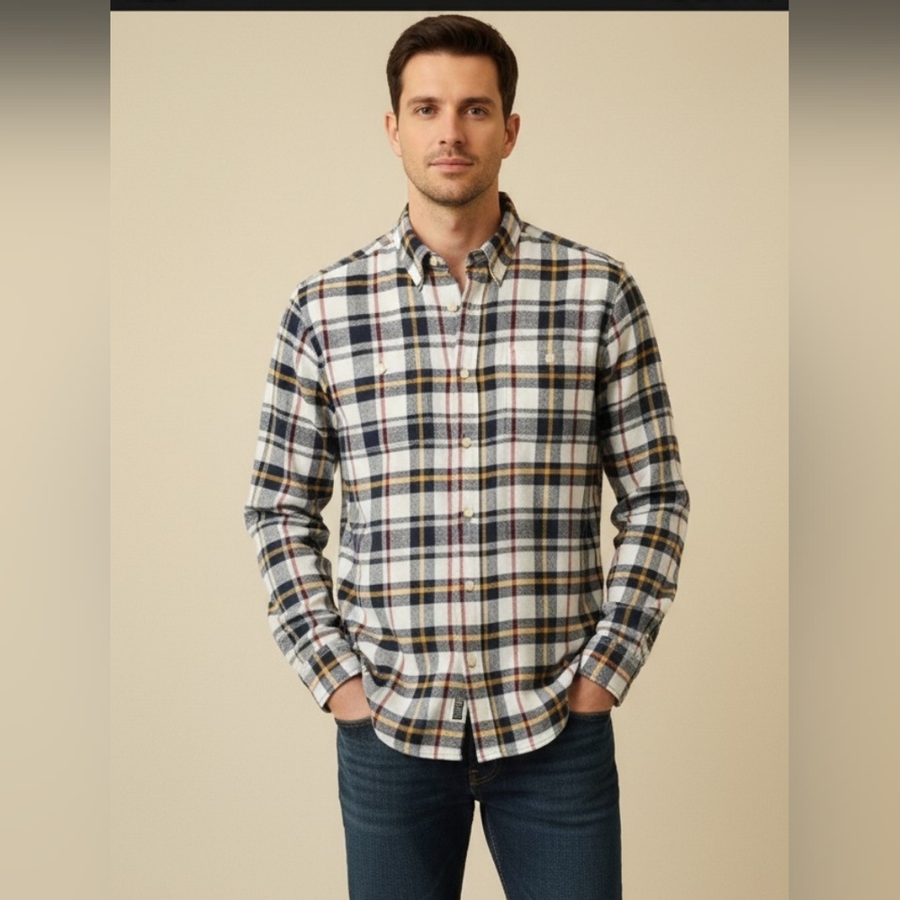 J. Crew Men's Button Down Oxford Shirt - Slim Fit - Plaid - Size Small - EUC